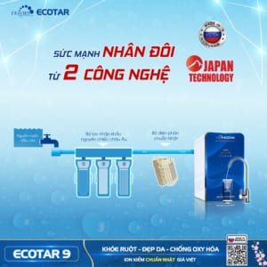 Máy lọc nước ion kiềm Geyser Ecotar 9 sử dụng công nghệ điện phân chuẩn Nhật