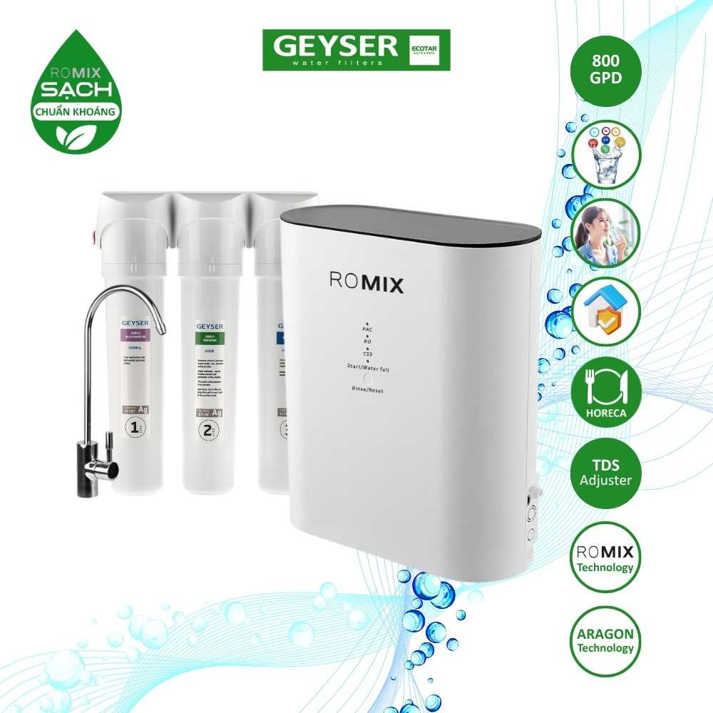 Máy lọc nước chuẩn khoáng Geyser Ecotar 9 ROMIX - Sự kết hợp RO – UF và NANO
