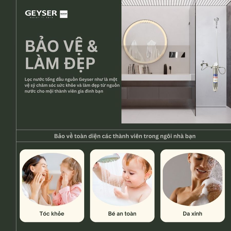 Máy lọc nước tắm Geyser Ecotar 20BB - Cao cấp cho gia đình đông người