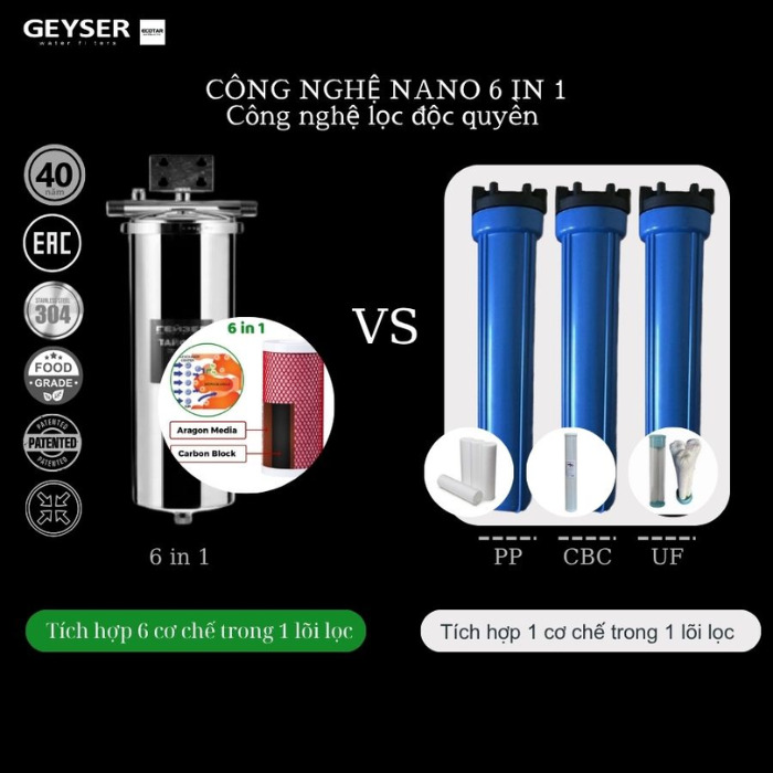 Hệ thống lọc nước tổng đầu nguồn Geyser Ecotar 1F2A