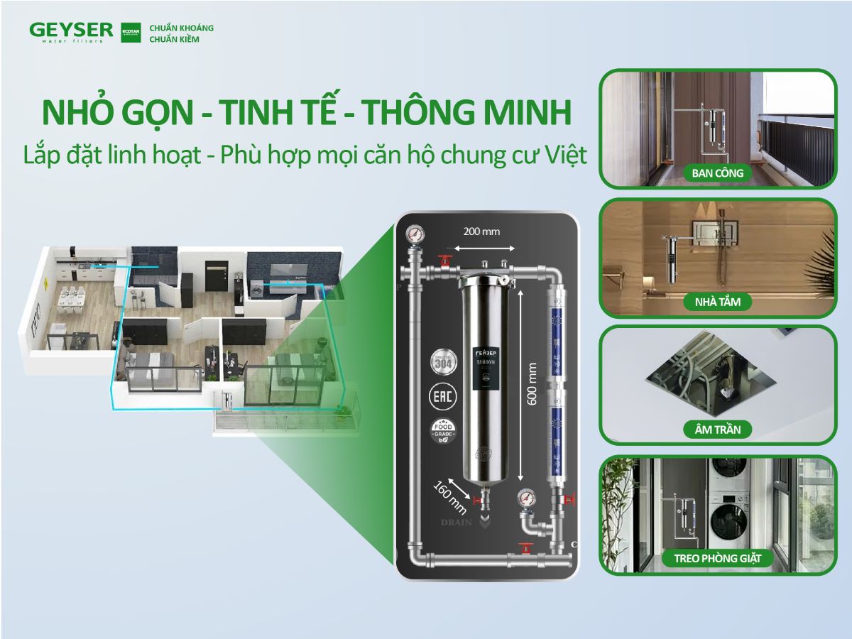 Lọc tổng đầu nguồn tăng giá trị tiện ích cho ngồi nhà