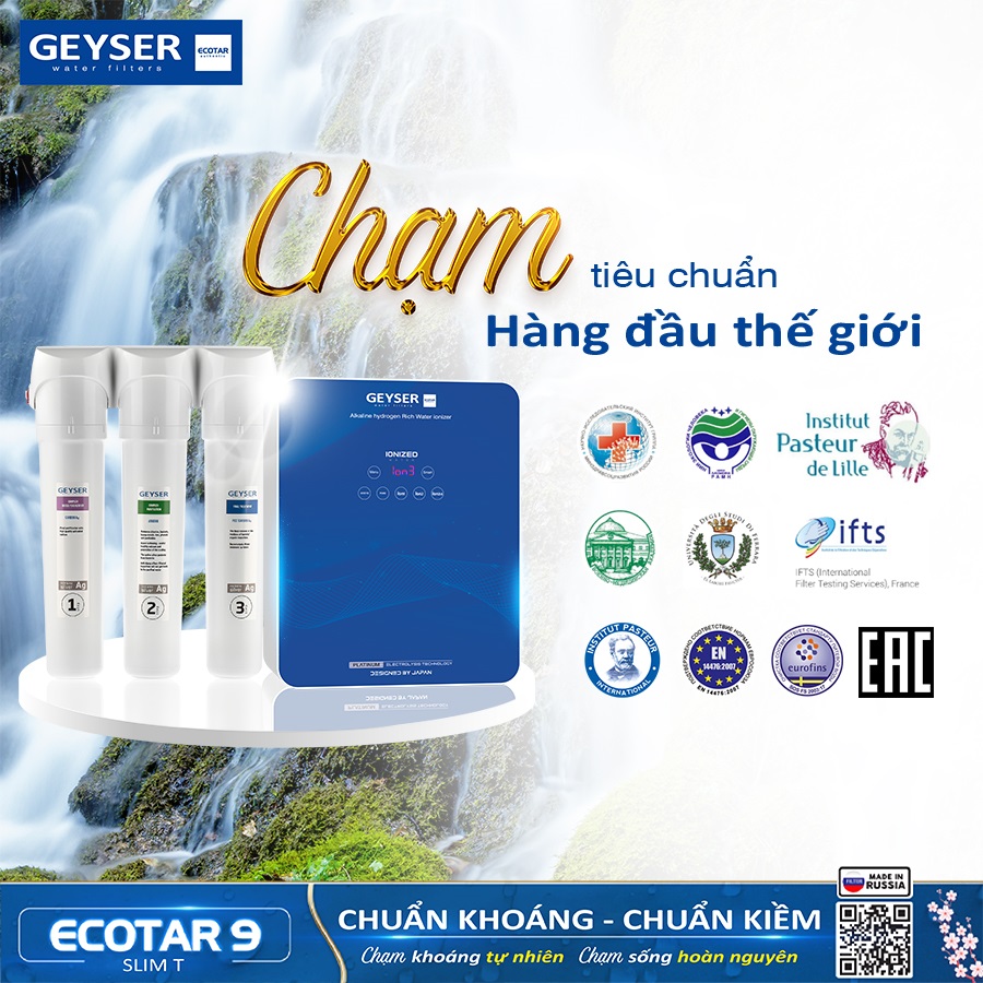 Máy lọc nước ion kiềm Geyser Ecotar 9 Slim T