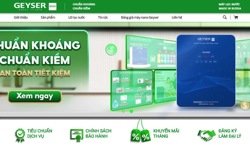 Website chính thức của Geyser Việt Nam