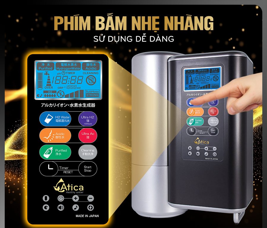 Máy lọc Atica thiết kế cao cấp, nhiều chế độ nước tiện ích